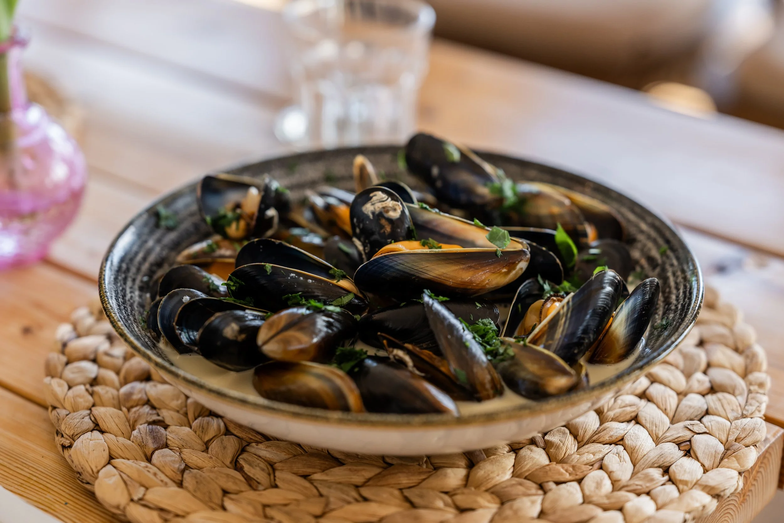 Fresh Scottish mussels served at the restaurant