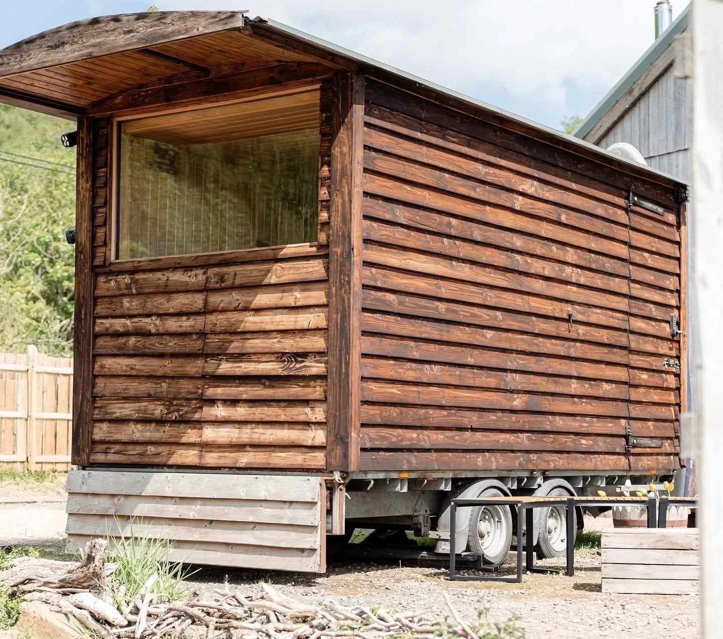 Inside the wood-fired wild sauna